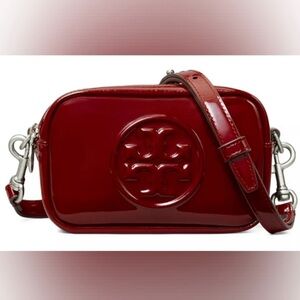 Tory Burch Bombe Burgundy Laquer Crossbody Bag